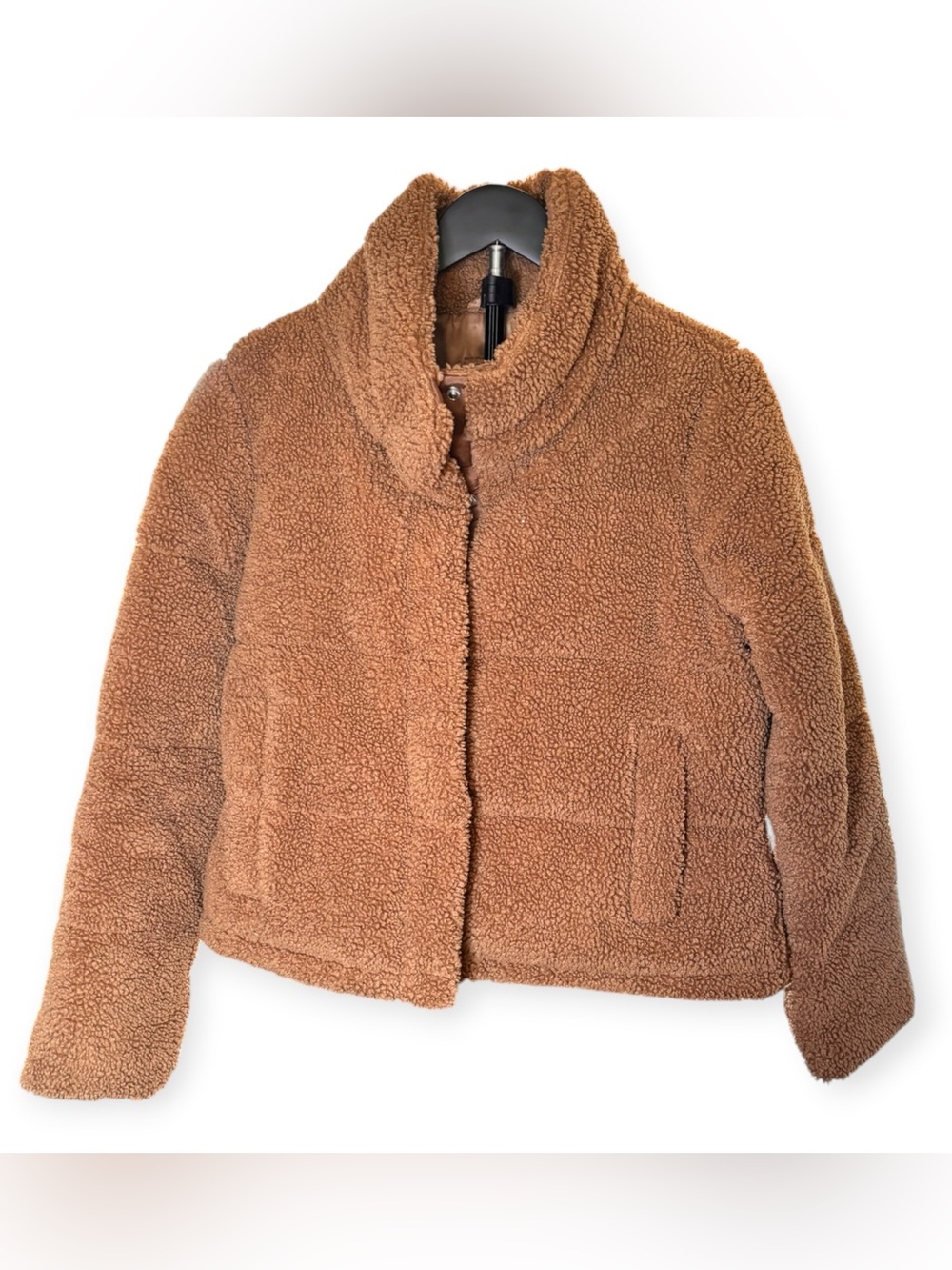 Abercrombie & Fitch “The A&F Mini Puffer” Teddy Puffer Jacket - Chestnut Brown
